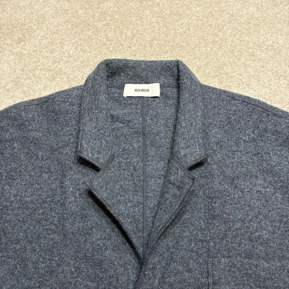 Buck Mason Felted Chore Coat Blazer Mens 2XL Gray Wool Knit Unstructured Jacket